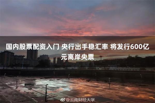 国内股票配资入门 央行出手稳汇率 将发行600亿元离岸央票