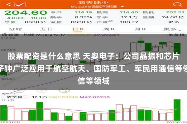 股票配资是什么意思 天奥电子：公司晶振和芯片原子钟广泛应用于航空航天、国防军工、军民用通信等领域