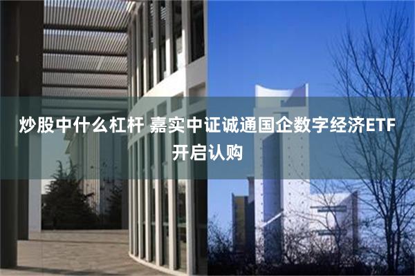 炒股中什么杠杆 嘉实中证诚通国企数字经济ETF开启认购